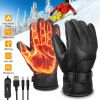 Electric Heated Gloves USB Plug Touchscreen Thermal Gloves Leather Windproof Winter Hands Warmer Unisex