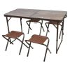 Durable Steel and Aluminum Table and Stools, Open Dims 19.29" x 24.6", Brown
