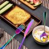 4Pcs Flatware Set Stainless Steel Silverware Cutlery Kitchen Utensil Set with Fork Knife Tea Spoon