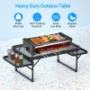 Foldable Camping Table Collapsible Picnic Aluminum Alloy Grill Stand 88LBS Max Load BBQ Table with 2 Side Trays