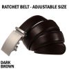 Microfiber Leather Mens Ratchet Belt Belts For Men Adjustable Automatic Buckle Dark Brown