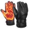 Electric Heated Gloves USB Plug Touchscreen Thermal Gloves Leather Windproof Winter Hands Warmer Unisex