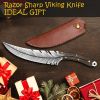 Qulajoy Viking Knife - 13.8 Inch Full Tang Boning Knife With 8.5 Inch Feather Blade & Leather Sheath - Sharp Hand-Forged 7Cr17MOV Real Carbon Steel