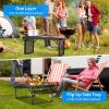 Foldable Camping Table Collapsible Picnic Aluminum Alloy Grill Stand 88LBS Max Load BBQ Table with 2 Side Trays