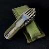 7 In 1 Multifunctional Outdoor Tableware Stainless Steel Foldable Fork Spoon Knife Picnic Camping Hiking Travelling Dinnerware