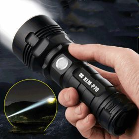 Strong Light Flashlight Rechargeable Ultra-Bright Long-Range LED Outdoor (Color: Black)