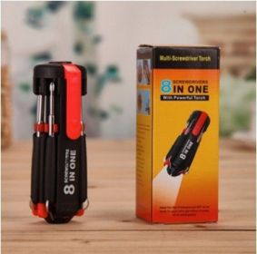 Car Supplies 8 In 1 Screwdriver With LED Flashlight Car Portable Multifunctional Outdoor Tools (Option: 8in1)