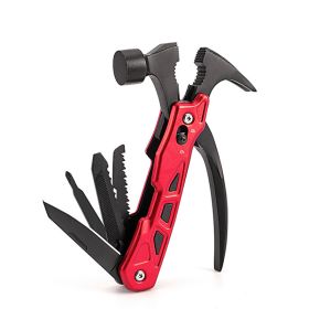 Multi-function Hammer Camping Gear Multitool Portable Outdoor Survival Gear Emergency Life-saving Hammer Escape Tool (Color: Red)