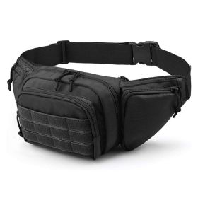 Nylon Camping Belt Bag; Military Hunting Tactical Waist Pack (Color: Black)