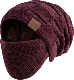 REDESS Beanie Mütze für Herren und Damen Winter Warme Mützen Stricken Slouchy Thick Skull Cap (Color: dunkelbraun)