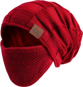 REDESS Beanie Mütze für Herren und Damen Winter Warme Mützen Stricken Slouchy Thick Skull Cap (Color: D6 Rot)