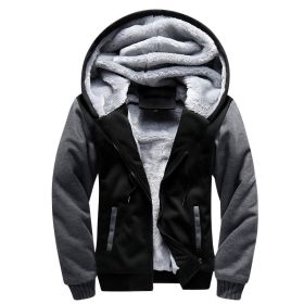 Mens Hoodies Fleece Hooded Sweatershirt Winter Warm Thick Coat Jackets (Color: Gray)