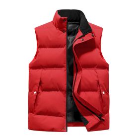 Mens Padded Vest Slim Fit Sleeveless Jacket Waistcoat (Color: Red)
