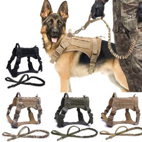 Tactical Dog Harness Pet Training Vest Dog Harness And Leash Set For Large Dogs German Shepherd K9 Padded Quick Release Harness (Color: Green Harness)