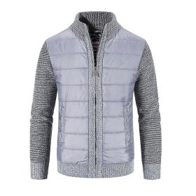Mens Warm Cardigans Jacket (Color: Light Grey)