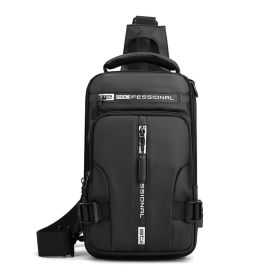 Crossbody Bags Men Multifunctional Backpack Shoulder Chest Bags (Color: Black)