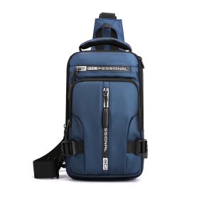 Crossbody Bags Men Multifunctional Backpack Shoulder Chest Bags (Color: Dark blue)