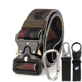 3.8cm Tactical belt Men's military fan Tactical belt Multi functional nylon outdoor training belt Logo can be ordered (colour: Classic camouflage+three piece set)