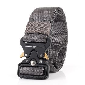 3.8cm Tactical belt Men's military fan Tactical belt Multi functional nylon outdoor training belt Logo can be ordered (colour: grey)