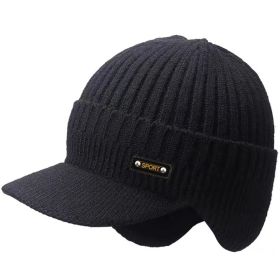 lidafish Winter Tide Ear Protection Baseball Cap Outdoor Thicken Warm Men Dad Hat Knitted Design Snapback Hat (Color: Black02)