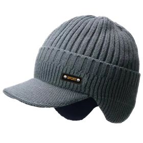 lidafish Winter Tide Ear Protection Baseball Cap Outdoor Thicken Warm Men Dad Hat Knitted Design Snapback Hat (Color: Light gray02)