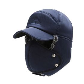 Winter Hat New Lei Feng Hat Men's Stylish Caps Warm Ear Protection Windproof Ear Protection Pilot Hat Baseball Cap (Color: Navy)