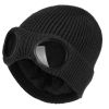 New Winter Hat With Lenses Goggle Beanie Hat With Lenses Knitted Beanies Thick Fleece Warm Hat Unisex Adult Multi-Function Caps