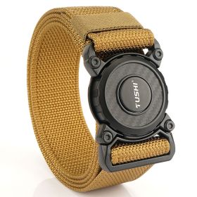 New quick release button tactical nylon belt; working clothes; outdoor training belt; casual men's belt; wholesale by manufacturers (colour: Lock edge -- wolf brown)