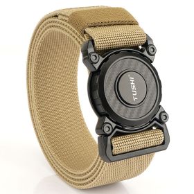 New quick release button tactical nylon belt; working clothes; outdoor training belt; casual men's belt; wholesale by manufacturers (colour: Elastic -- Wolf Brown)