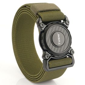 New quick release button tactical nylon belt; working clothes; outdoor training belt; casual men's belt; wholesale by manufacturers (colour: Elastic force -- military green)
