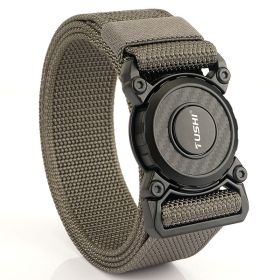 New quick release button tactical nylon belt; working clothes; outdoor training belt; casual men's belt; wholesale by manufacturers (colour: Seam -- dark gray)