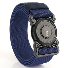New quick release button tactical nylon belt; working clothes; outdoor training belt; casual men's belt; wholesale by manufacturers (colour: Elastic -- Royal Blue)