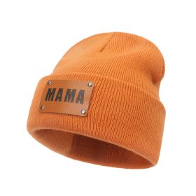 Men's and Women's Beanie Rib Knit Winter Beanie Knit Hat Soft Warm Unisex Flanged Beanie Cap (Color: Orange)