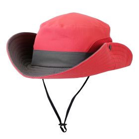 Women Summer Sun Bucket Hats Foldable UV Protection Cotton Cap (Color: WatermelonRD)
