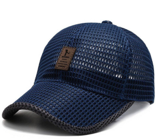 Breathable Full Mesh Baseball Cap Light Gray / Blue Quick Outdoor Leisure Fishing Hat (Color: Blue)