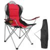 Foldable Camping Chair Heavy Duty Steel Lawn Chair Padded Seat Arm Back Beach Chair 330LBS Max Load with Cup Holder Carry Bag